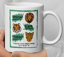 Load image into Gallery viewer, Rescue, Care, Protect White Ceramic Mug Design #1
