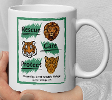 Load image into Gallery viewer, Rescue, Care, Protect White Ceramic Mug Design #1