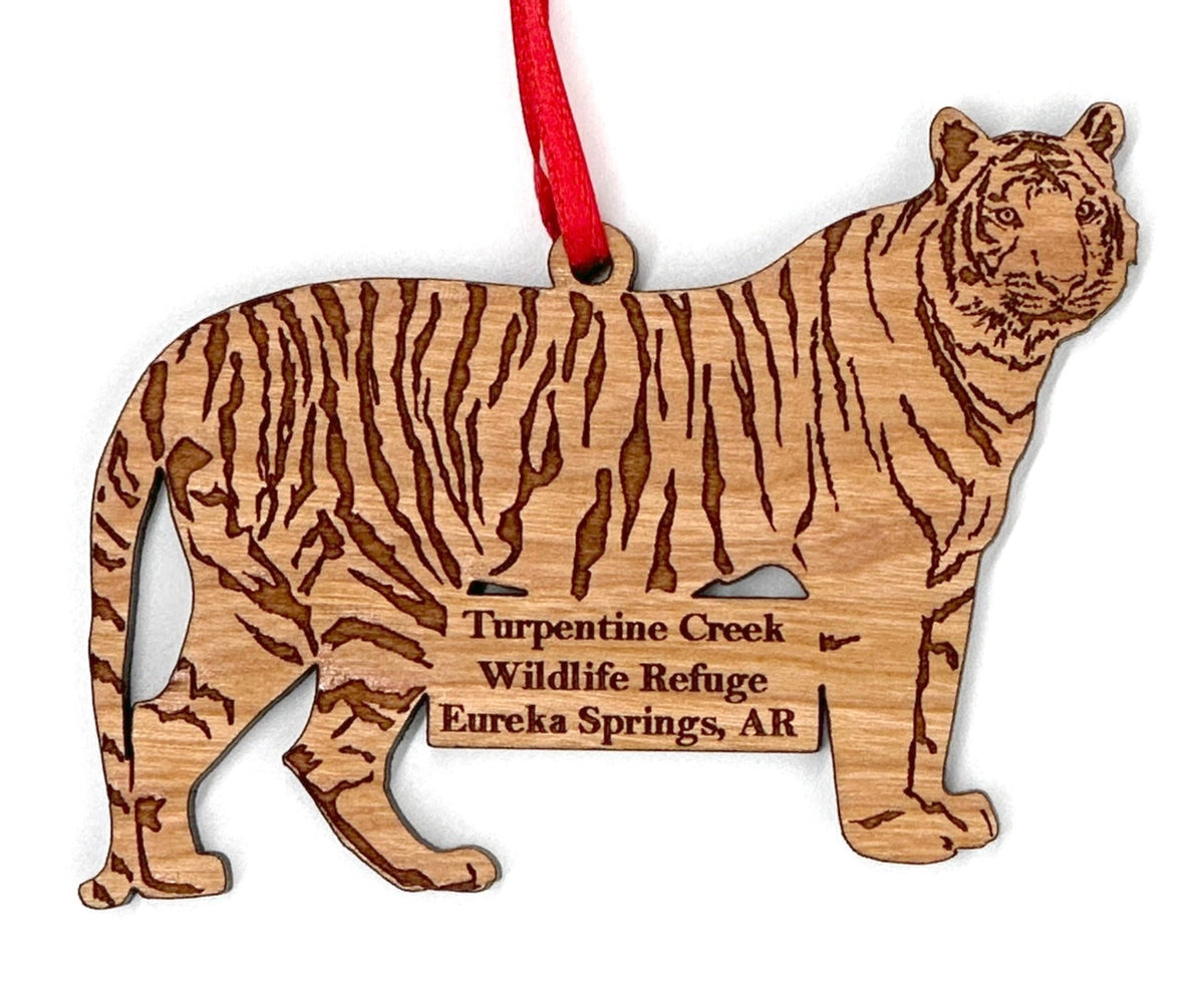 Wooden Laser-cut Tiger Ornament – Turpentine Creek Wildlife Refuge