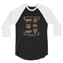 Load image into Gallery viewer, Rescue, Care and Protect 3/4 Raglan T-shirt Design #2
