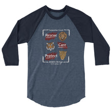 Load image into Gallery viewer, Rescue, Care and Protect 3/4 Raglan T-shirt Design #2
