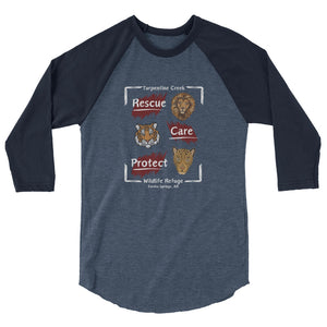 Rescue, Care and Protect 3/4 Raglan T-shirt Design #2