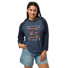 Load image into Gallery viewer, Rescue, Care and Protect 3/4 Raglan T-shirt Design #2