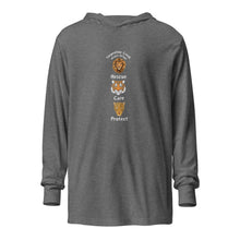 Load image into Gallery viewer, Rescue, Care and Protect Long Sleeve Hooded T-Shirt Design #3