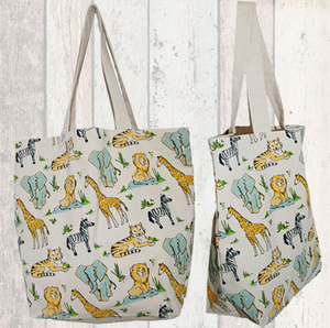 Small Zoo Animal Canvas Tote