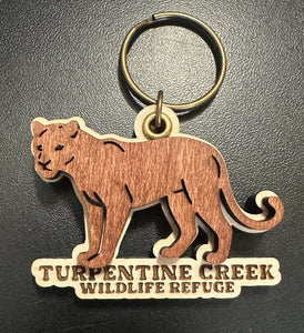 2-Layer Wood Cougar Keychain