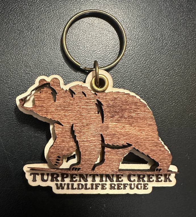 2-Layer Wood Grizzly Keychain