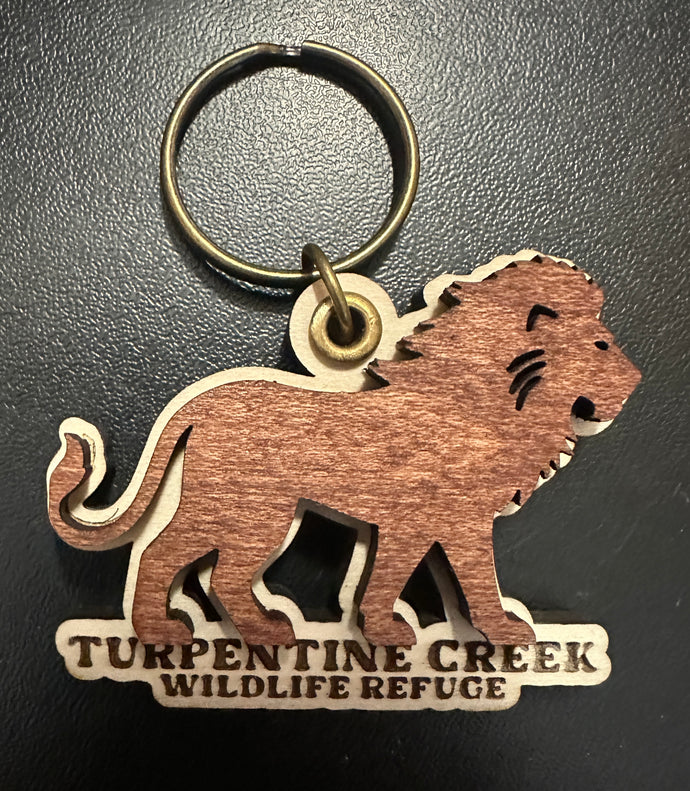 2-Layer Wood Lion Keychain