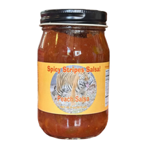 Load image into Gallery viewer, 16oz Spicy Stripes Peach Salsa
