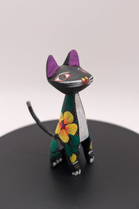 Sitting Hand Carved Oaxacan Cats with Tails