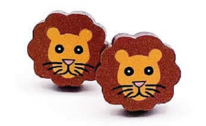 Small Wood Stud Lion Earrings