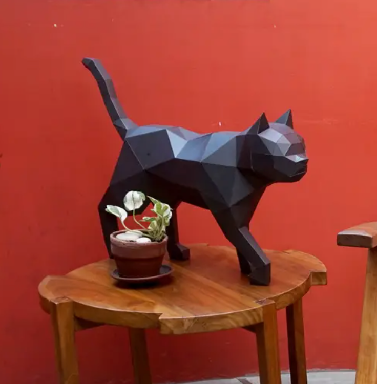 3D Paper Art Black Cat