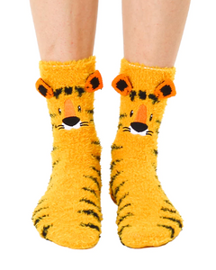 Fuzzy Tiger Slipper Socks