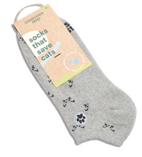 Load image into Gallery viewer, Socks that Save Cats - Gray Ankle
