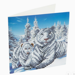 White Tiger and Cub Crystal Art Card Kit