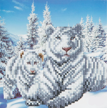 Load image into Gallery viewer, White Tiger and Cub Crystal Art Card Kit
