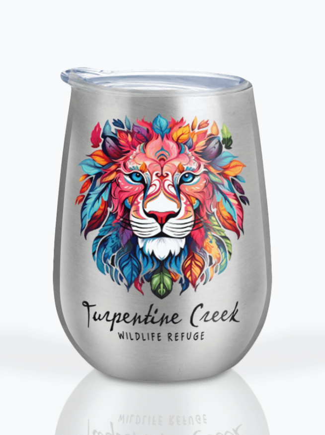 Floral and Feather Lion Stemless Wine Tumbler