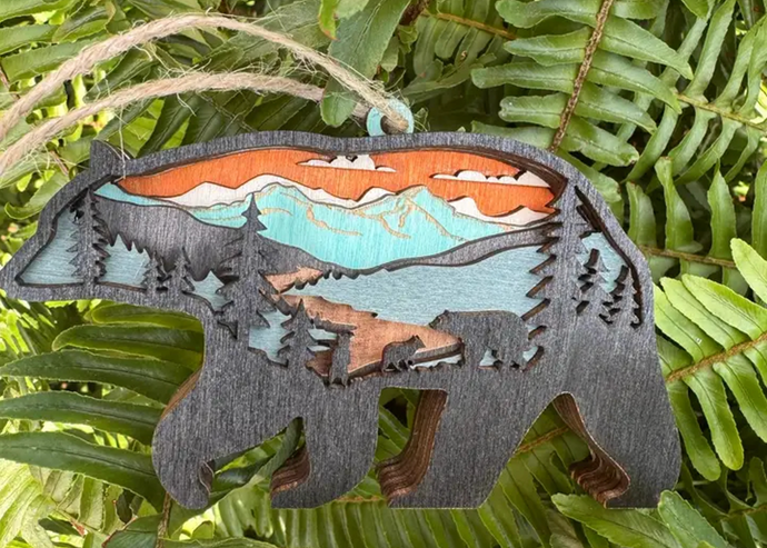 Black Bear Layered Wood Ornament