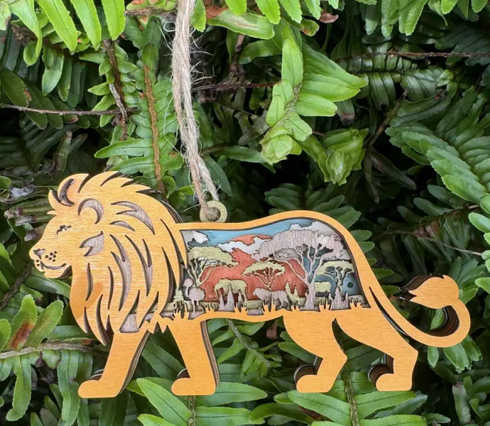 Lion Layered Wood Ornament