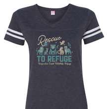 Load image into Gallery viewer, Rescue to Refuge Ladies Football Tee
