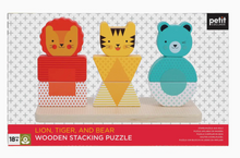 Load image into Gallery viewer, Lion Tiger and Bear Wood Stacking Puzzle
