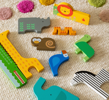Load image into Gallery viewer, Safari Animal Wooden Shapes Puzzle
