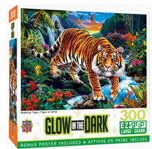 Load image into Gallery viewer, Glow in the Dark 300pc Stalking Tiger Puzzle
