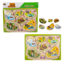 Load image into Gallery viewer, 6pc Chunky Build-A-Zoo Kids Wood Puzzle
