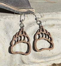 Load image into Gallery viewer, Bear Paw Wood Earrings
