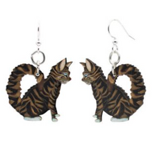 Load image into Gallery viewer, Tabby Cat Wood Earrings
