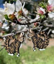 Load image into Gallery viewer, Tabby Cat Wood Earrings
