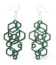 Load image into Gallery viewer, Hexagon Cluster Wood Earrings
