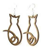 Load image into Gallery viewer, Cat Outline Wood Earrings
