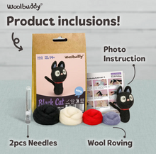 Load image into Gallery viewer, DIY Black Cat Needle Felting Kit
