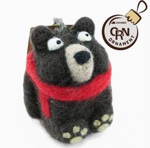 Load image into Gallery viewer, Handmade Wool Black Bear Ornament
