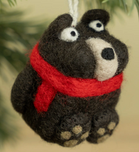 Load image into Gallery viewer, Handmade Wool Black Bear Ornament
