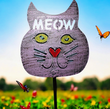 Load image into Gallery viewer, Recycled Metal Meow Cat Garden Stake
