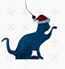 Load image into Gallery viewer, Recycled Metal 6" Santa Cat
