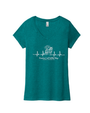 Load image into Gallery viewer, Heartbeat Tiger Ladies Teal V-Neck T-Shirt Teal

