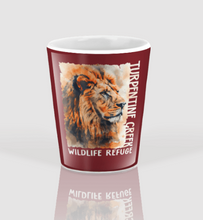 Load image into Gallery viewer, Lion Splatter Poster Ceramic Shot Glass
