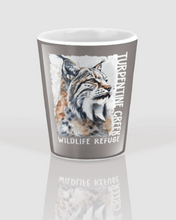 Load image into Gallery viewer, Lynx Splatter Poster Ceramic Shot Glass
