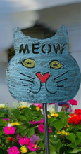 Load image into Gallery viewer, Recycled Metal Meow Cat Garden Stake
