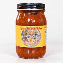 Load image into Gallery viewer, 16oz Spicy Stripes Peach Salsa
