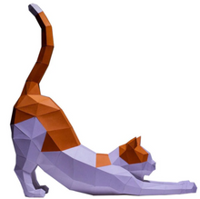 Load image into Gallery viewer, Stretching Cat Papercraft Model
