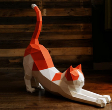 Load image into Gallery viewer, Stretching Cat Papercraft Model
