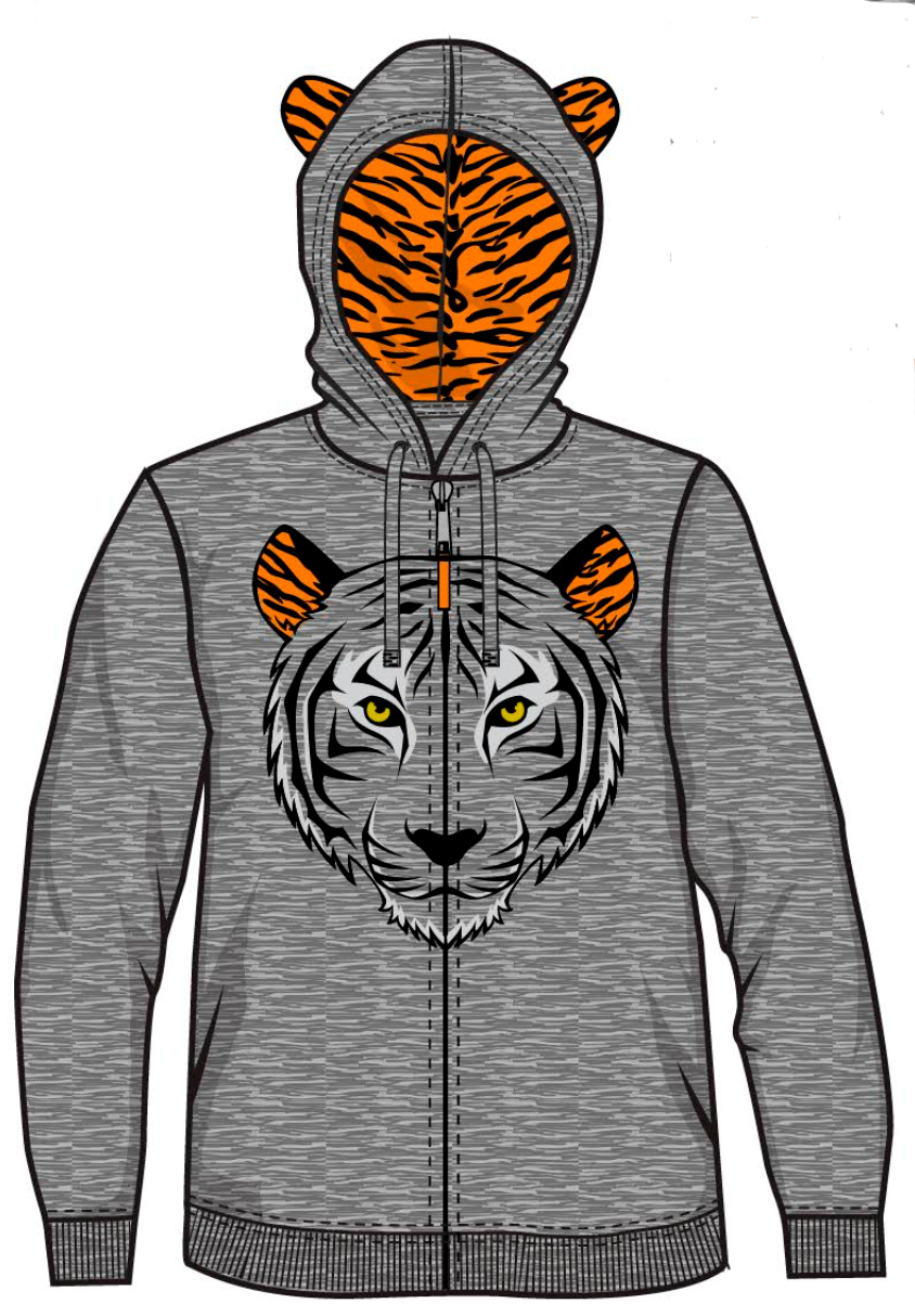 Tiger Face Adult Zip Up Hoodie