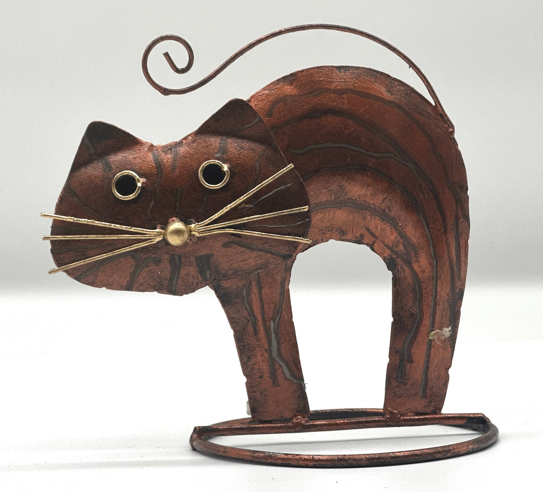 Arched Metal Cat Statue