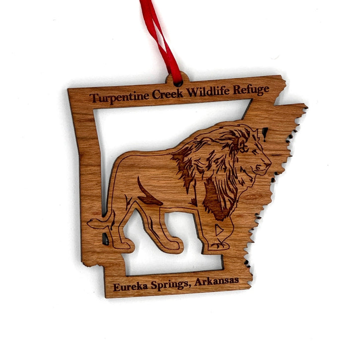 Wooden Laser-Cut Lion in Arkansas Ornament