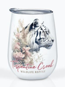 Floral White Tiger Stainless Steel Stemless Wine Glass