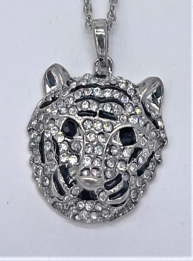 Rhinestone Tiger Face Necklace